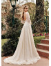 Bling Bling Ivory Lace Long Sleeve Beading Wedding Dress